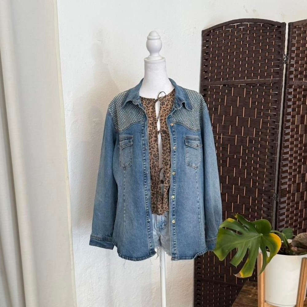 DG2 by Diane Gilman Women's Y2k Denim Jacket Size XL